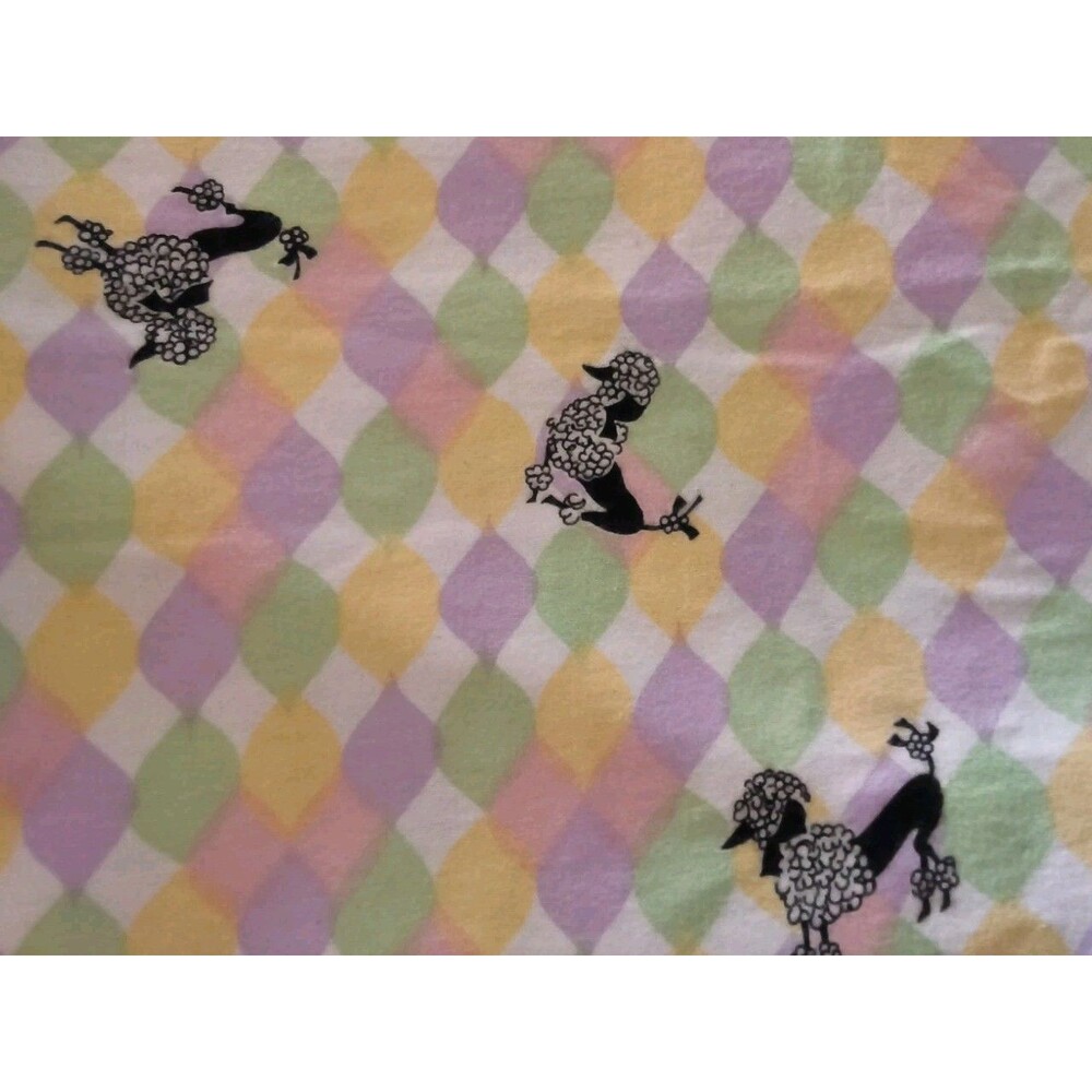 1950s Kitsch Poodle Diner Sock Hop Flannel Fabric Remnant 36x72 Uncut 2 yards